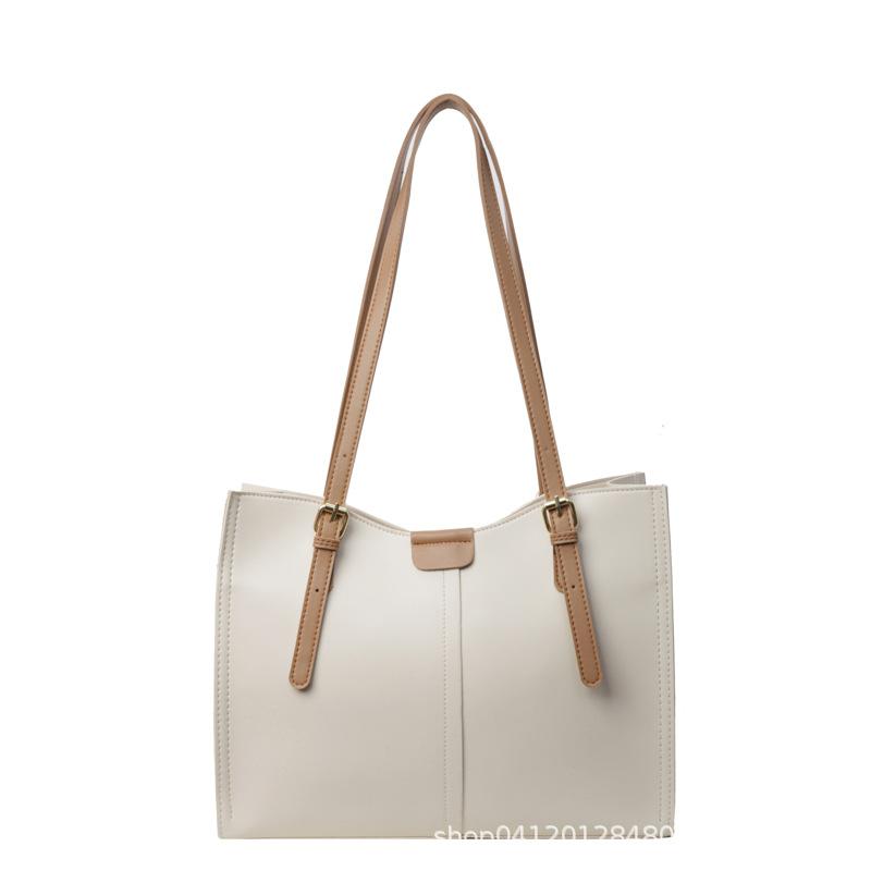 Fashion Texture Tote Bag Women's 2025 New Large-capacity Simple Shoulder Bag Casual Retro Work Commuter Bag