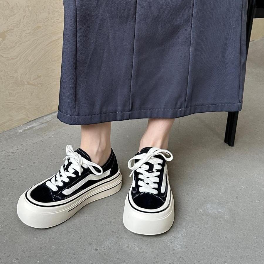 Niche Casual Outdoor Sports Board Shoes Little White Shoes High Sole Ugly Cute Big Head Shoes Versatile Classic Platform Canvas Shoes Women