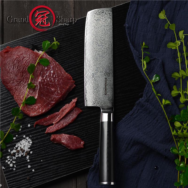 7 Inch Damascus Cleaver Knife Nakiri Japanese Stainless Steel VG10 Kitchen Chef  Knife G10 Handle