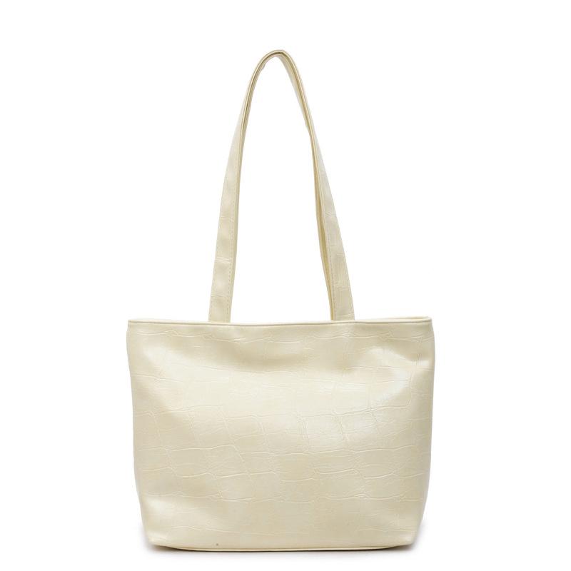 Korean Version of Fashion Simple Shoulder Bucket Bag Women's 2025 Summer New Large-capacity Stone Pattern Commuter Handbag