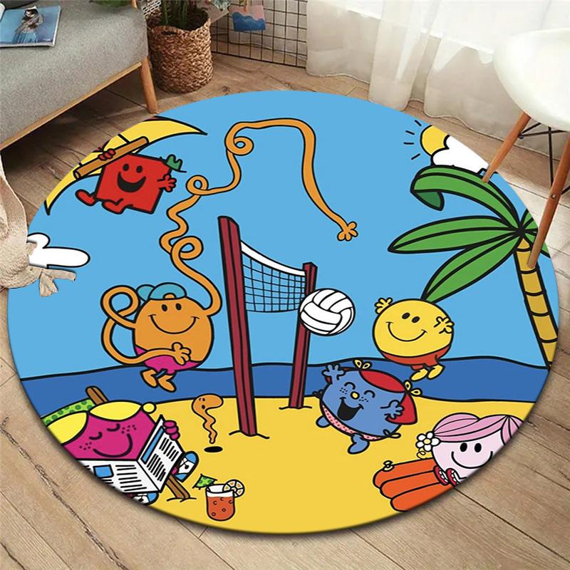Herr. Herren Teppich Little Miss Rund, Teppich für Wohnzimmer Schlafzimmer Sofa Spielzimmer Dekor, Rutschfeste Bodenmatte