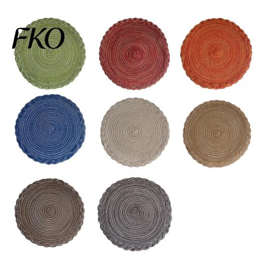 Textured Dining Mat 12 Inch Round Placemats, Polyester Woven Braided Place Mats, Heat Resistant Placemat Washable Circle Table Mats for Kitchen