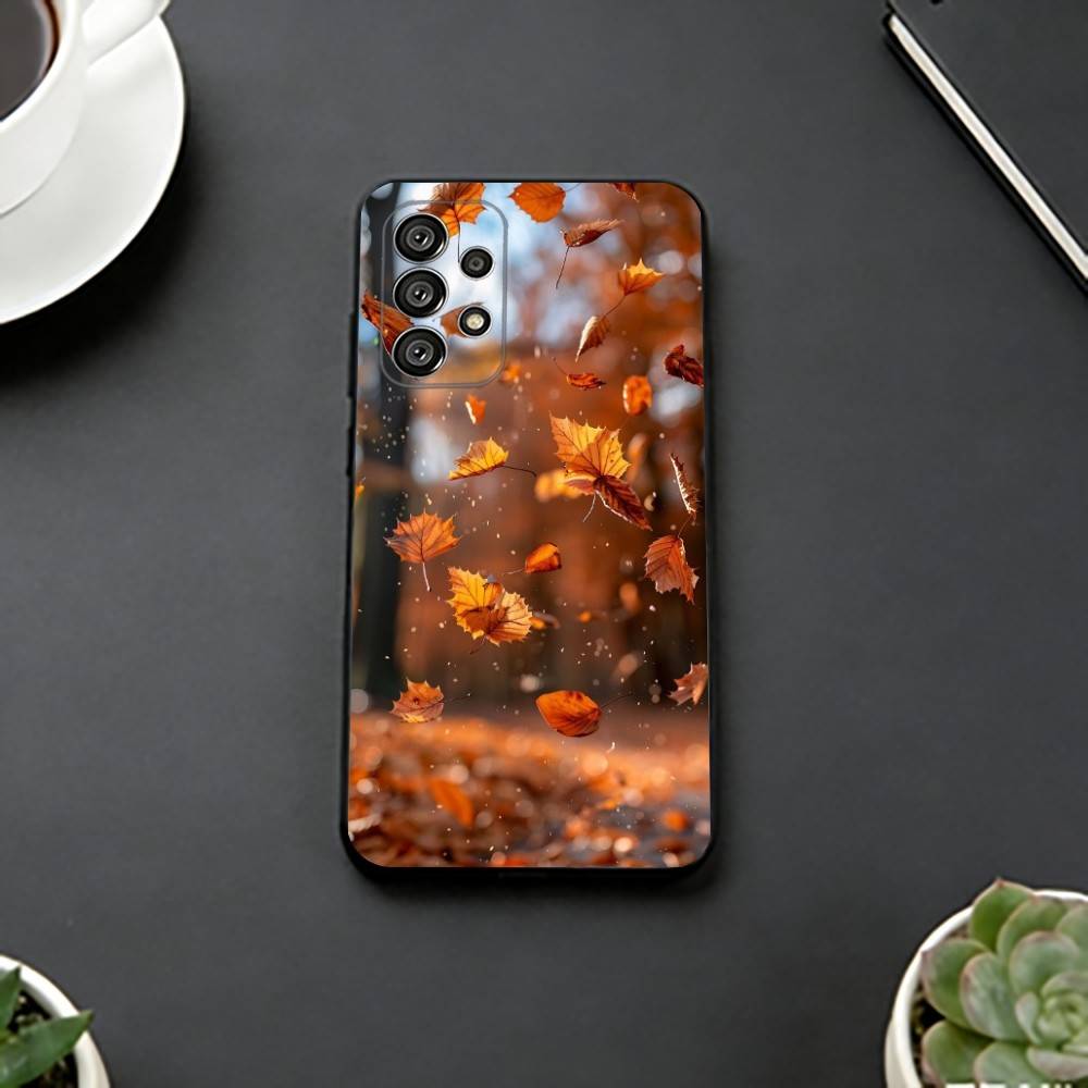 Autumn leaves P-pumpkin Phone Case For Samsung S25,S24,S21,S22,S23,S30,Ultra,S20,Plus,Fe,Soft Silicone Black Cover