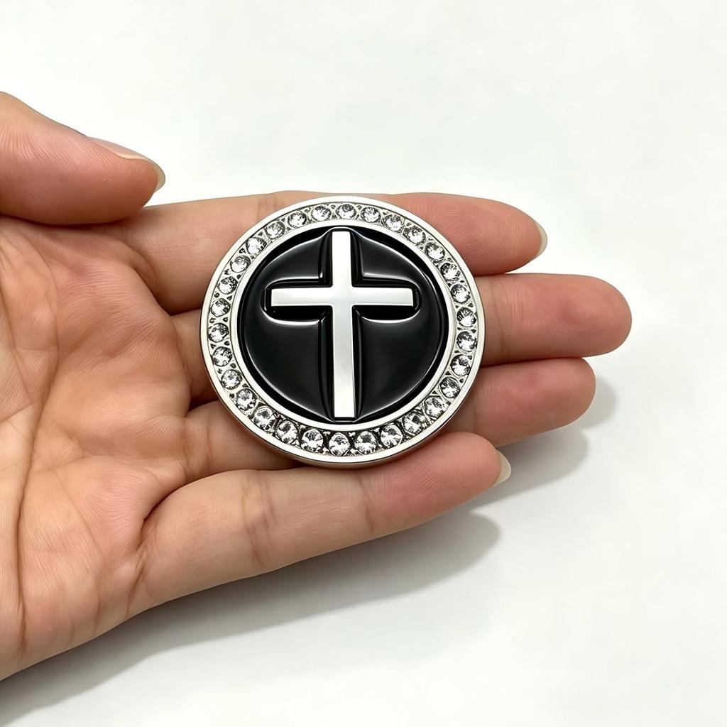 Metall Bling Auto Kreuz Jesus Emblem mit Strasssteinen | 3D Christliches Religiöses Fahrzeug Emblem Aufkleber für Auto LKW SUV Heckklappe Dekoration
