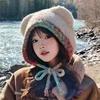 Fashion Bear Ear Knitted Woolen Hat Thickened Keep Warm Ear Protection Cap Windproof Winter Bomber Cap for Women