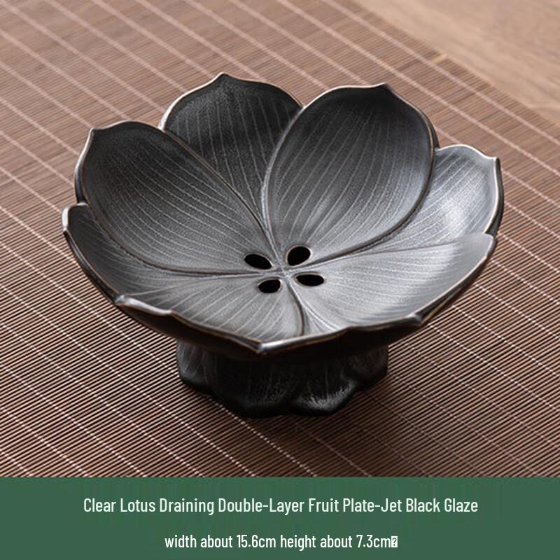 Lotus Ceramic Drainable Double-Layer Fruit Plate