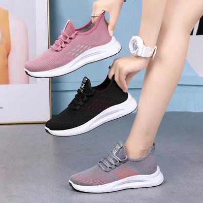 Women's Shoes Sports Shoes Breathable Casual Soft-soled Single Shoes Autumn Fly-woven Mesh Shoes Student Running Shoes Women
