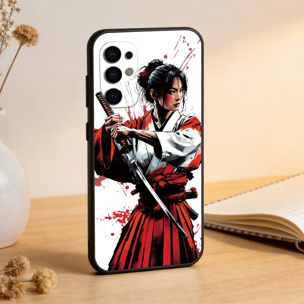 Samurai Warrior Geisha Phone Case For Samsung S25,S24,S21,S22,S23,S30,Ultra,S20,Plus,Fe,Lite,Note,10,Black Cover