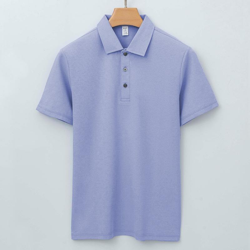 Cotton Double-sided Markless Collar Polo Shirt Men's Lapel T-shirt Men's Xinjiang Cotton Short-sleeved Polo Shirt