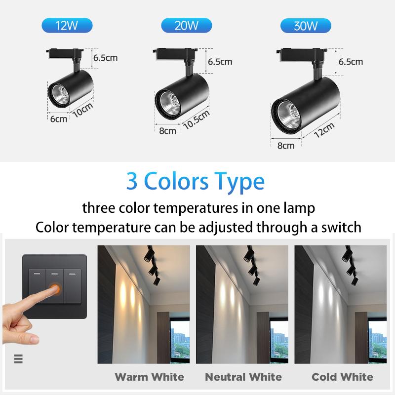 Spot Led Track Light 220V Ceiling Light COB Spotlight Rail Lamp Fixture for Living Room Clothing Store Full Set Track Lighting