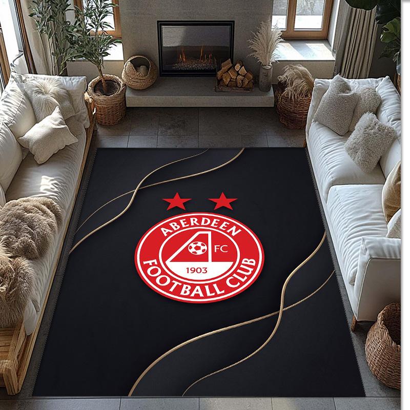 Aberdeen FC Soccer Football Pattern Soft Area Rug Non Slip Indoor Floor Carpet Sports Decor Mat for Bedroom