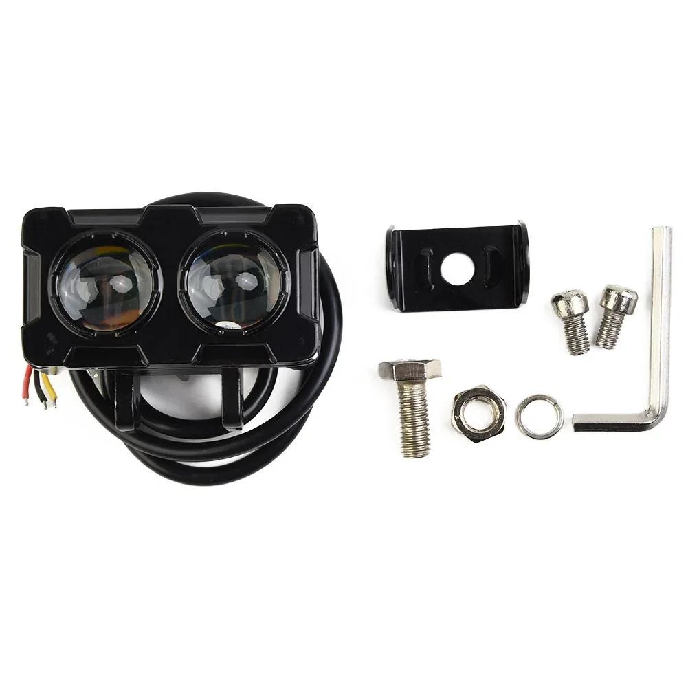 1pc Universal Motorcycle LED HeadLight Spotlights Projector Lens Yellow White High Low Beam Fog Light Universal Auto Offroad