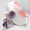 2022 Fashion Crystal Rimless Ocean Color Polygon Sun Glasses Women Vintage Trendy UV400 Sunglasses