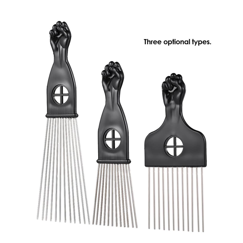 Metal Afro Comb African American Pick Comb Hair Brush Hairdressing Styling Tool Black Fist