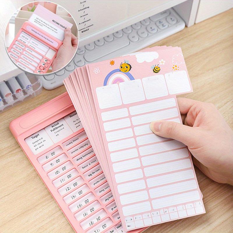 Tabella dei lavoretti per bambini Tabella della routine quotidiana con card vuote Adesivi carini Tabella di controllo in plastica Lista delle cose da fare per la pianificazione della routine