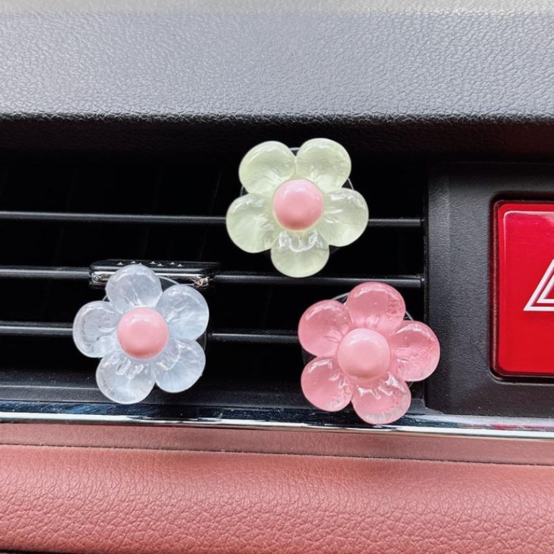 6pcs Cute Flower Aromatherapy Car Air Outlet Decoration Perfume Clip Air Freshener Colorful Flora Decor Auto Accessories