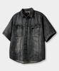 Dimiteulibeullaeg Fade-Washed Denim Trucker Half Shirt_Vintage Black