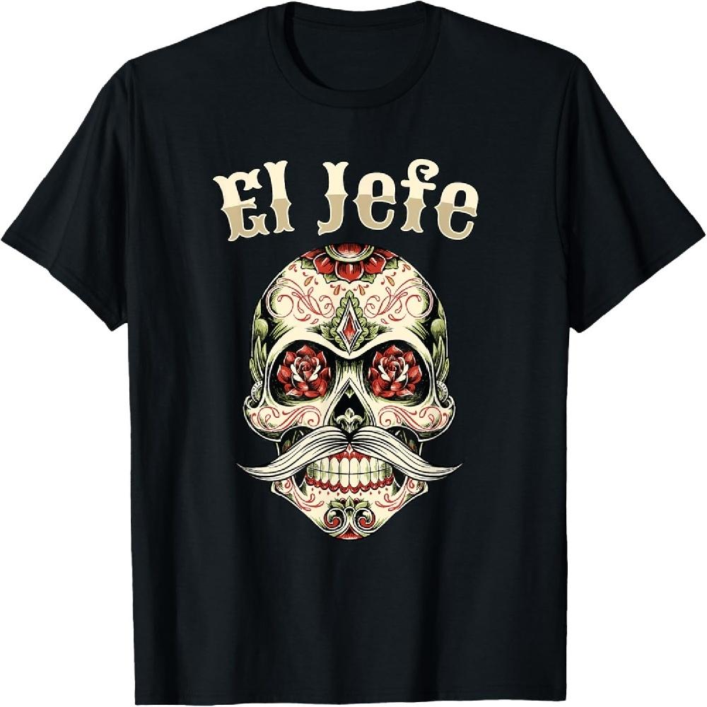El Jefe Sugar Skull Herren Dia De Los Muertos El Jefe T-Shirt