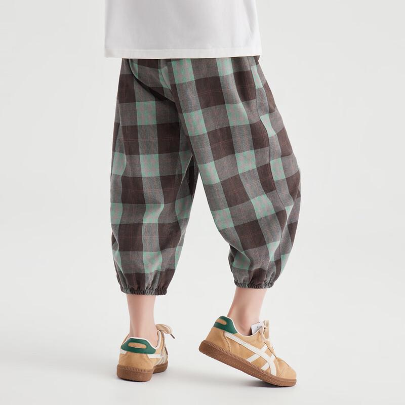 Boys Summer Plaid Cropped Casual Pants 160