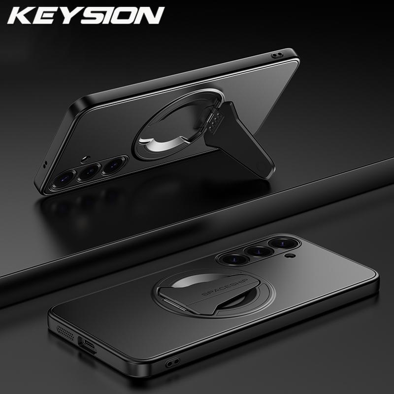 KEYSION Magnetic Phone Case for Samsung S26 Ultra 5G Metal Paint TPU+PC Upright Kickstand Shockproof Cover for Galaxy S26+ Plus