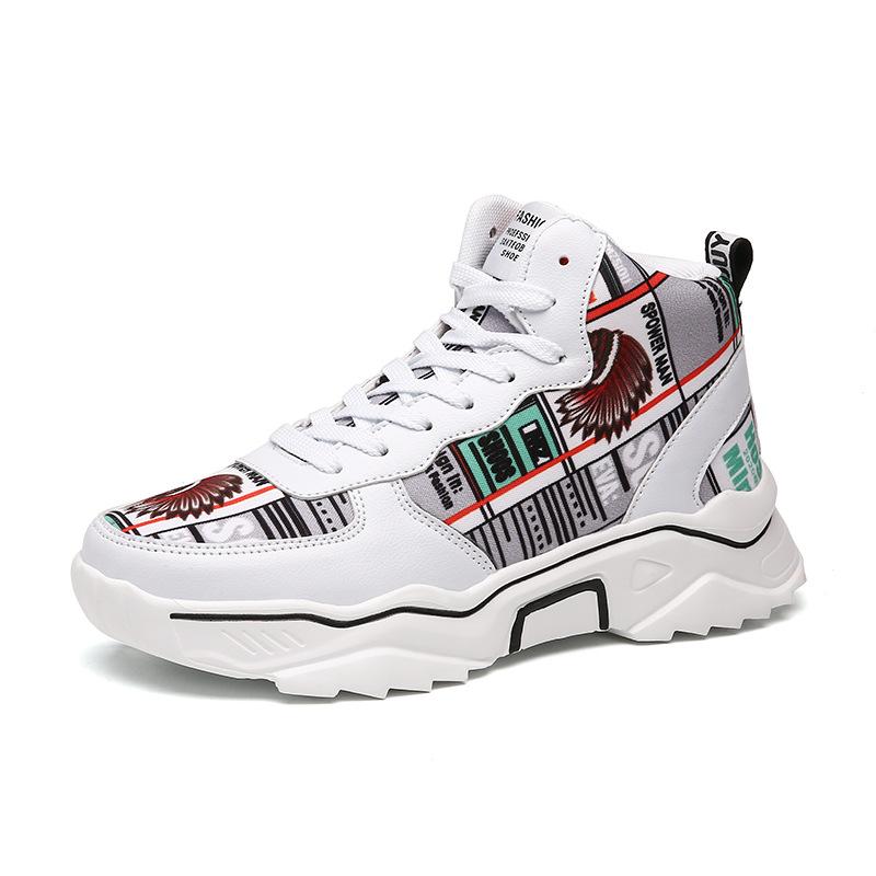 High Top Men's Sneakers Shoes Autumn Platform Breathable Graffiti Canvas And Pu Man Shoe Tenis Masculino Zapatillas Hombre