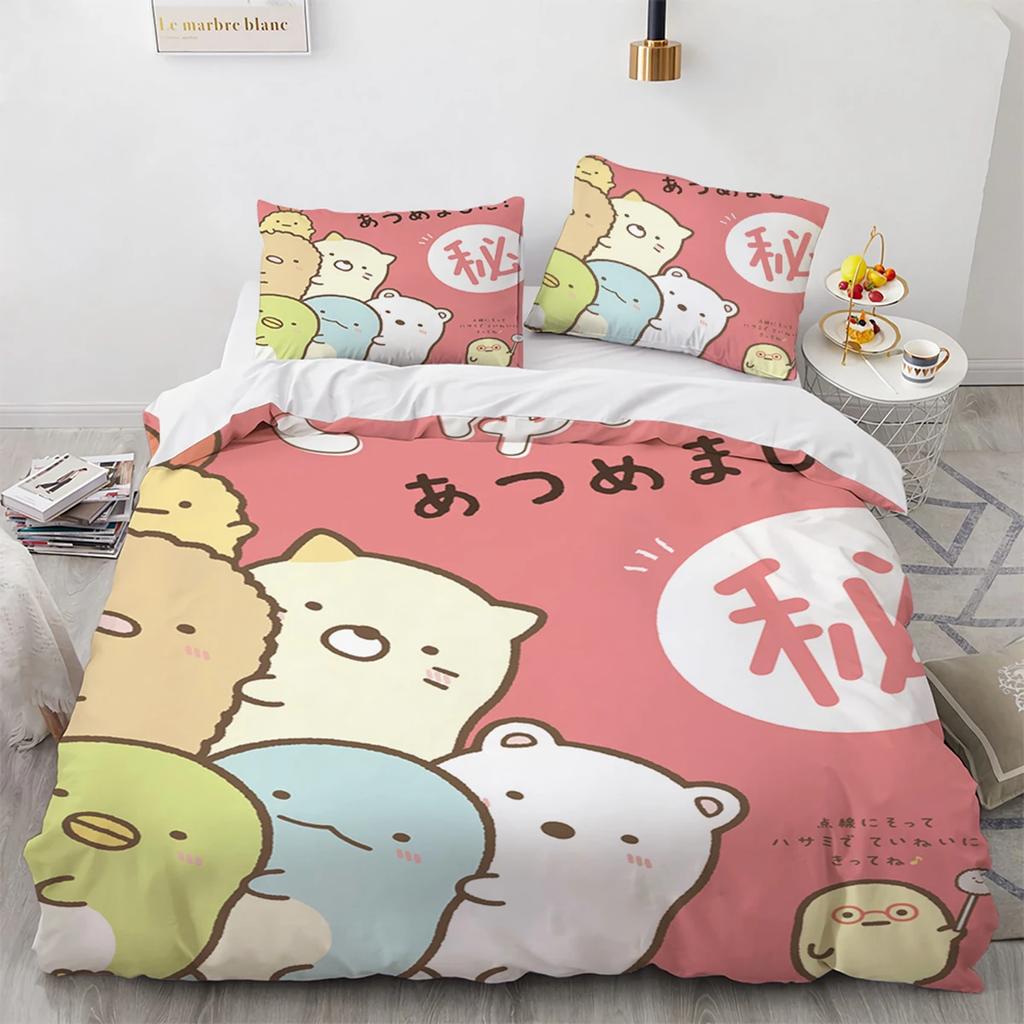 Japanese Cartoon Sumikko Gurashi Anime Bedding Set Kawaii Cute Sumikkogurashis Duvet Cover Quilt Cover Pillowcase Queen King