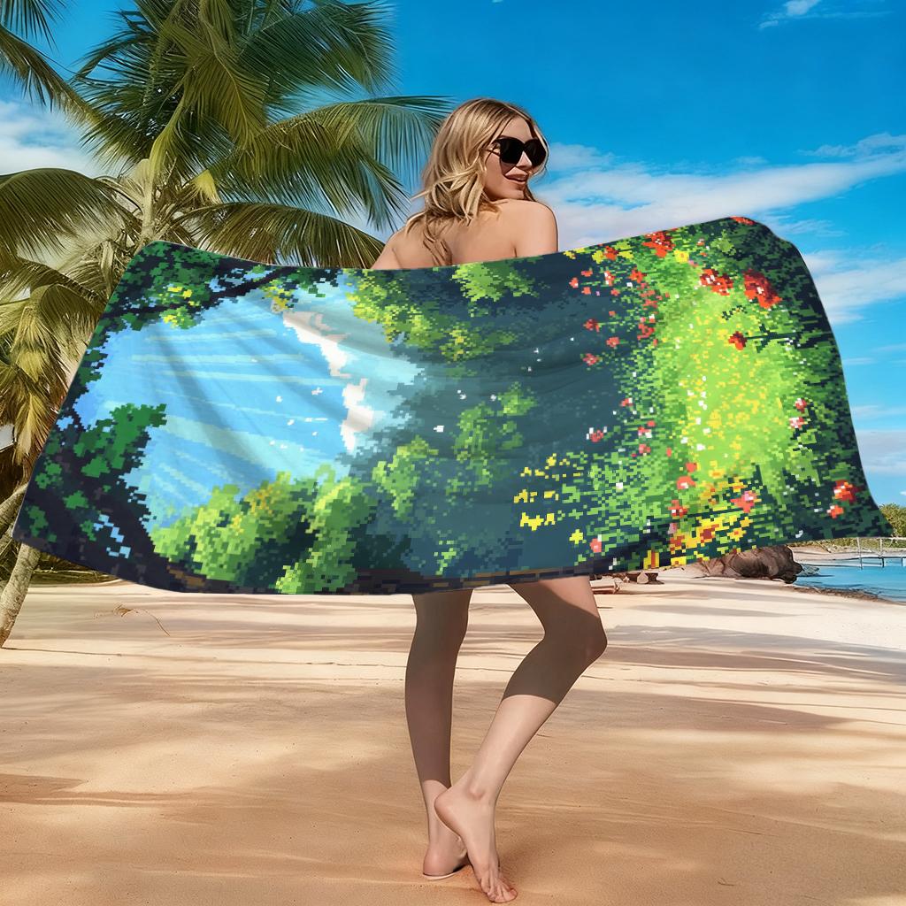 1pc Pixel Art Style Beach Towel Quick-drying Super Absorbent Suitable for Beach Vacation Pool Summer Funny Gift for Friends