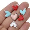 10Pcs Silver Plated Enamel Red Heart Charms Pendant For Jewelry Making Earrings Bracelet Necklace Accessories Diy Findings