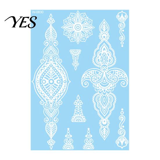 Gentle-On Skin Tattoo White Lace Sticker for Women, Temporary Face Body Fake Decal Arm, Waterproof Wedding Party Festival