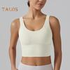 Yoga Vest Bra with Fixed Breast Pads Deep V Back Design Sport Vest Solid Color Shockproof Bra Top Running Fitness Camisole