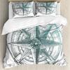 Duvet Cover Compass and Wind Rose Nautical Theme Voyage Words Decorative Bedding Blue White Room Decoration for Women Men Gifts