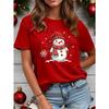 Fashion Spring and Summer New Models, Women's Crew Neck, Christmas, Snowman Pattern Printed Short Sleeves