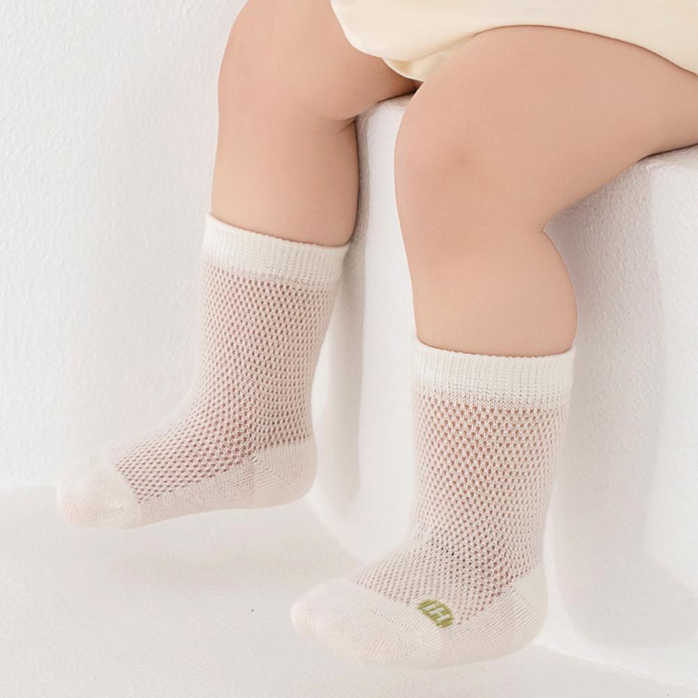 5 Pairs Baby Mesh Socks Summer Thin Combed Cotton Mid Calf Socks Toddler Socks Unisex Kids Socks for 0-8 Years Old