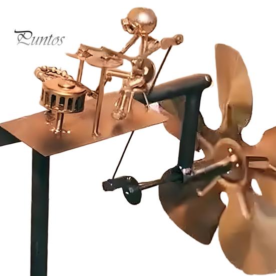 Håndlaget Metal Trommeslager Vindmølle Perkussionist Figur Statue Vinddrevet Kinetisk Trommeslager Skulptur Vindspinner for Gård Plen Hage Terrasse