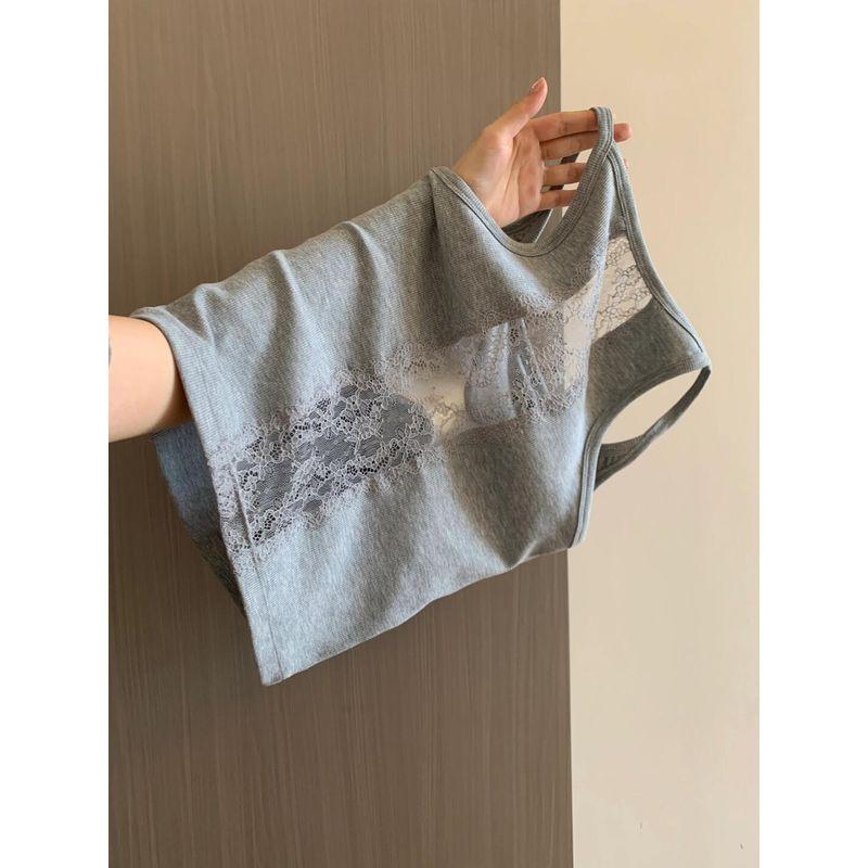 

Темперамент Дизайнерский Чувство Западный Стиль Нишевая Майка Женская Летняя Верхняя Одежда Пояс Нагрудная Подушка Гяру Нижнее Белье Кружево Красивая Спина Топ Grey S(Suggested 37.50 kg-47.50 kg)