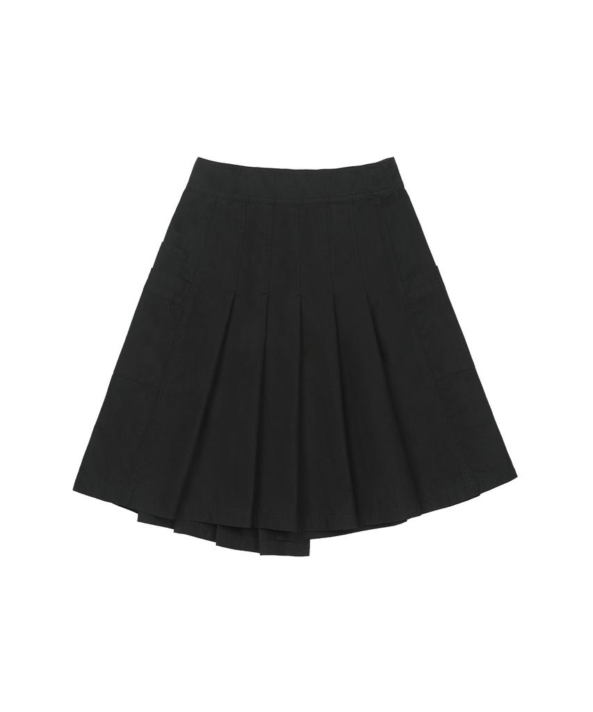 Odd Studio Layered Pocket Pleated Wrap Skirt - Black