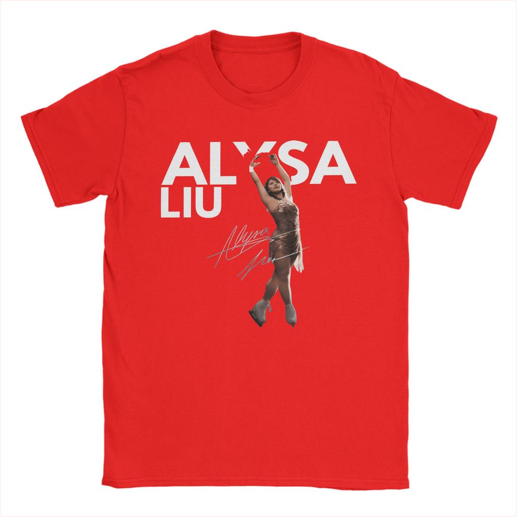Vintage Alysa Liu Usa Skating TShirts for Unisex Crewneck Cotton T Shirts Short Sleeve Tee Shirt Gift Idea Clothes