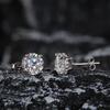 European-American 1ct Moissanite Diamond Stud Earrings In S925 Sterling Silver, Round, Four-Prong Design.