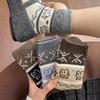 Women's Warm Cartoon Cat Mid-Calf Floor Socks, Thickened for Autumn & Winter