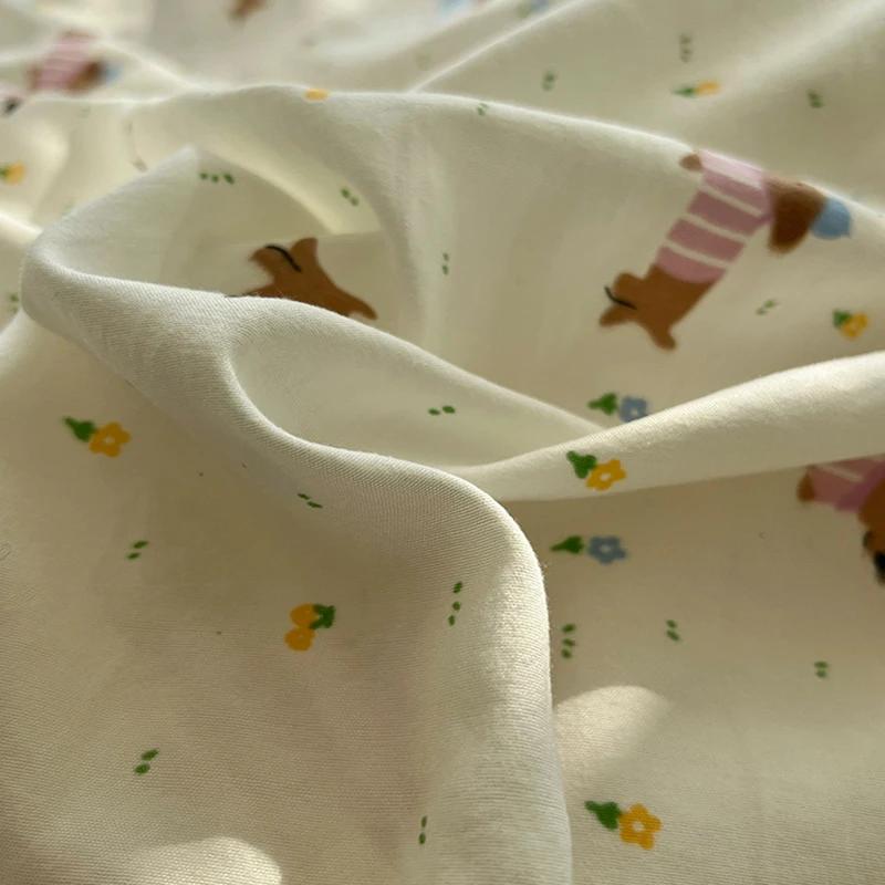 Cartoon Pattern Printed Super Soft Bedding Sets Washed Cotton Cozy Breathable Bedsheet with Pillowcase Adult Child Comfort Set