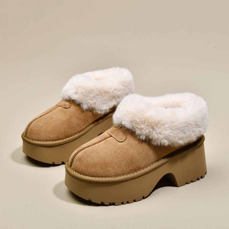 

Coarse heel thick-soled snow boots women s 2025 new winter fluffy shoes, piled and thickened fur integrated warm cotton shoes 40 хаки