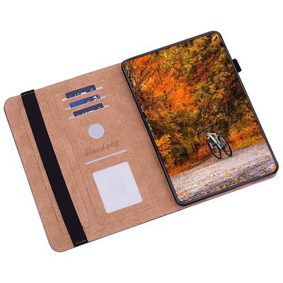 For Samsung Galaxy Tab S10 Ultra/S9 Ultra Case PU Leather Card Slots Tablet Cover Pattern Print -  Black Horse