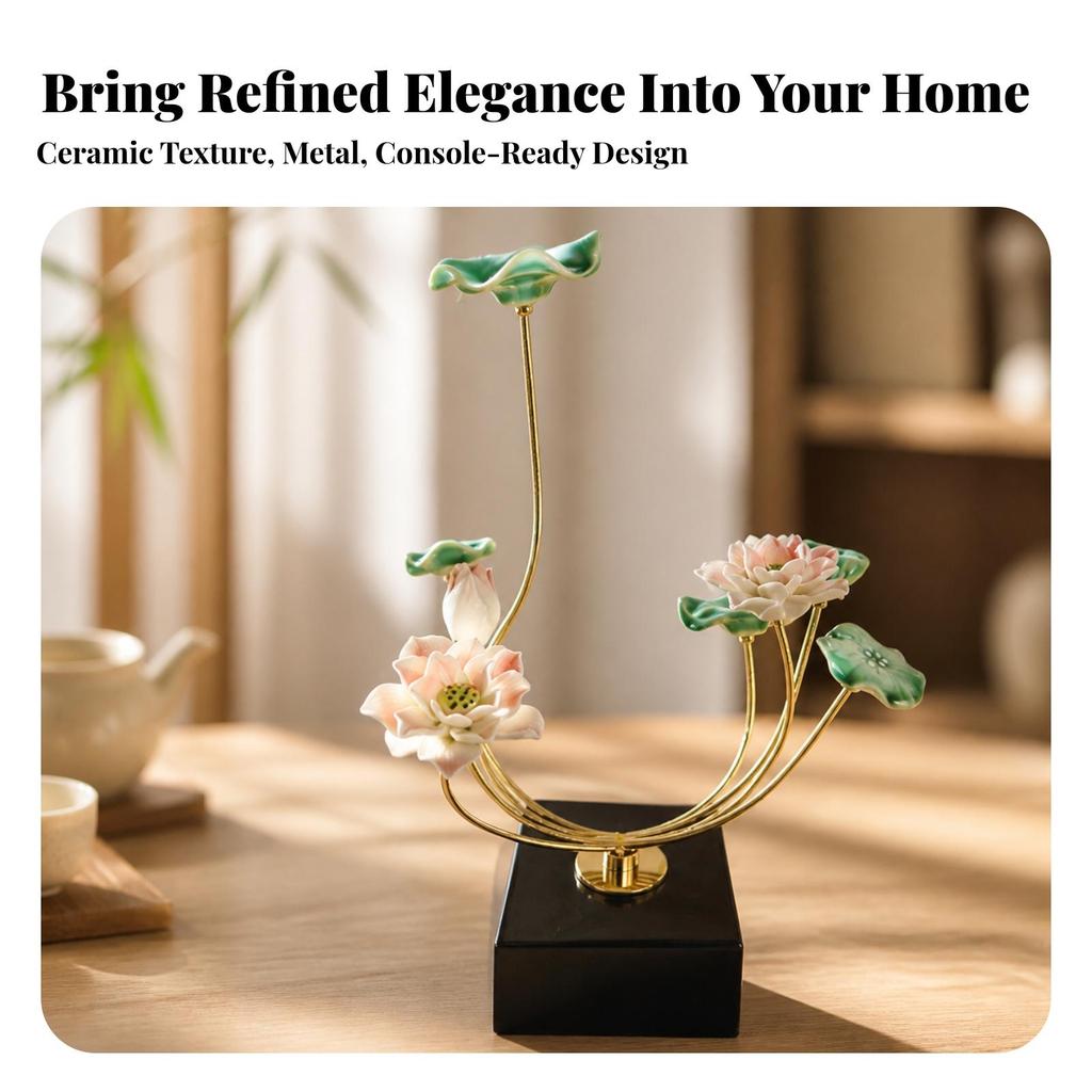 Metal Floral Sculpture Elegant Botanical Ornament for Living Room