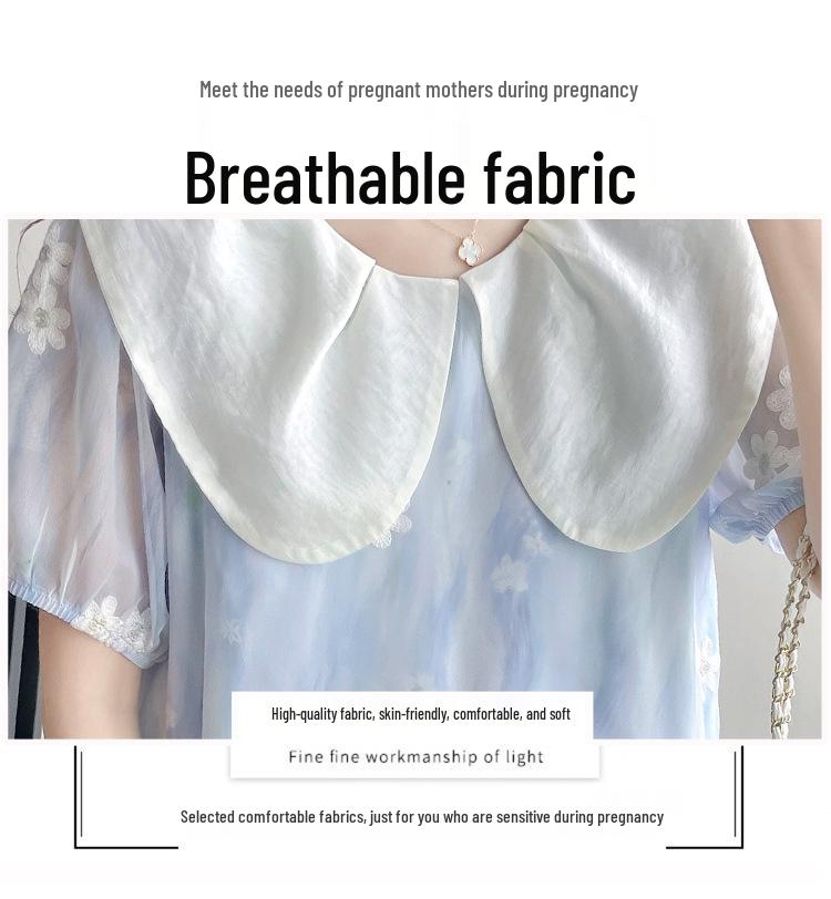 New Summer Maternity Dress: Embroidered, Loose, Slimming, Age-Reducing Design