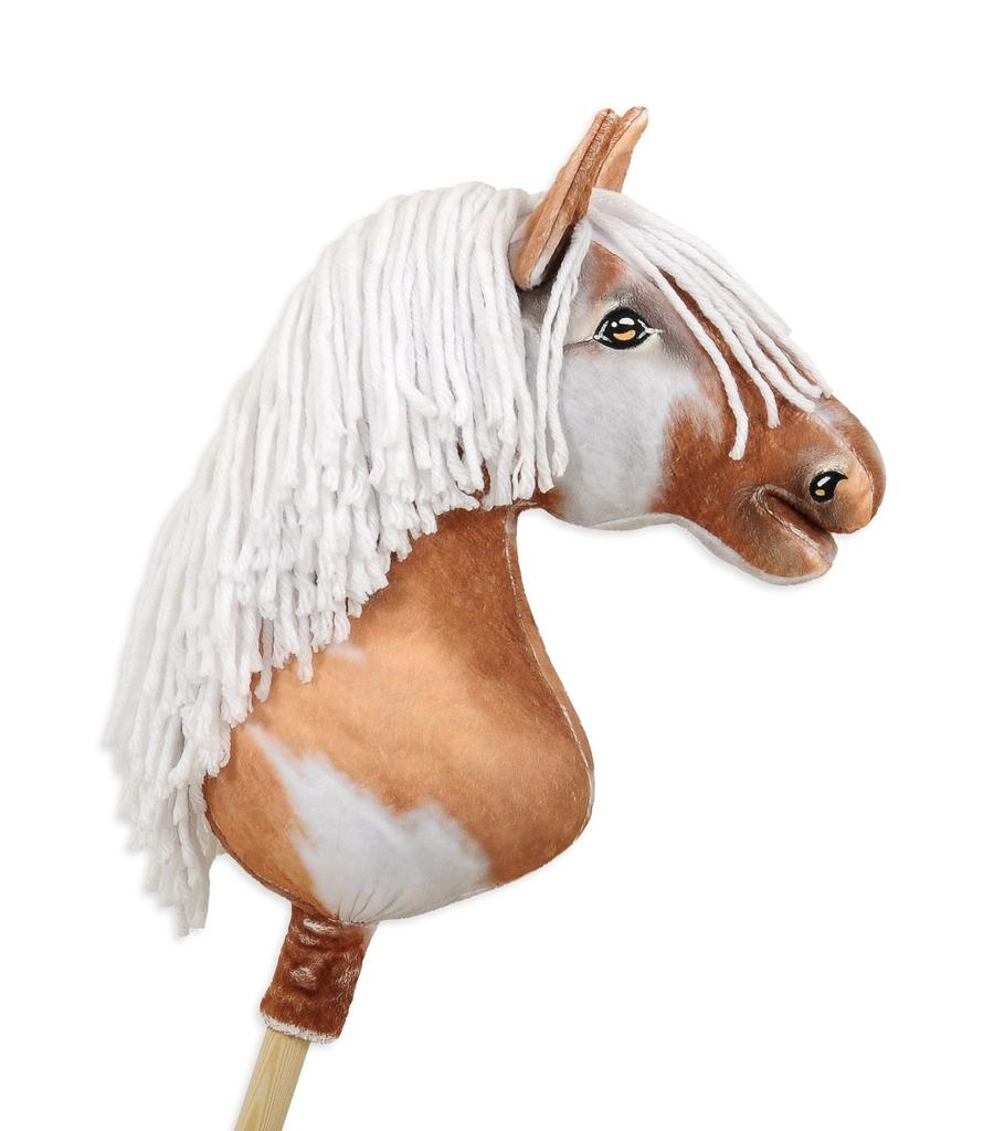 Hobby Horse Large Premium Stick Horse - Piebald Tobiano with White Mane A3