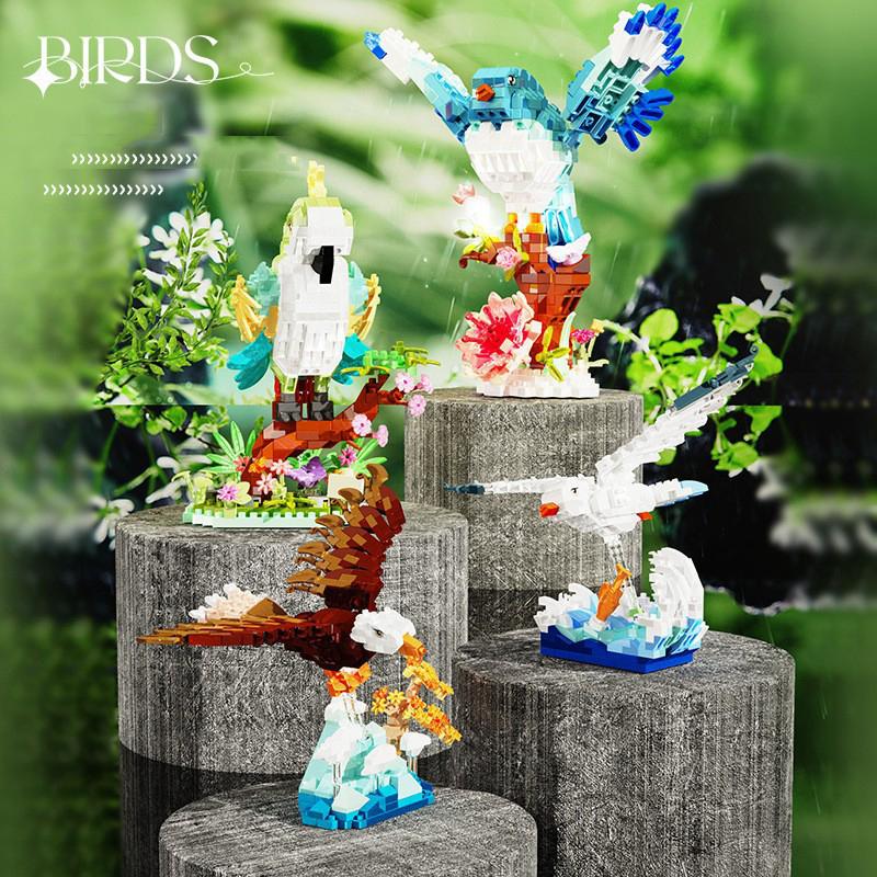 Lovely Building Brick Birds Nanobricks Parrot Magpie Seagull Eagle Micro Diamond Block Model Educational Toy For Kids Gifts