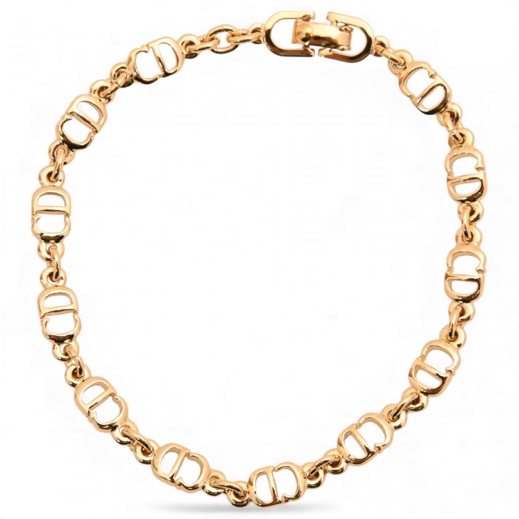Auth DIOR CD Logo Gold Bracelet Women's Jewelry Di6610jd Used