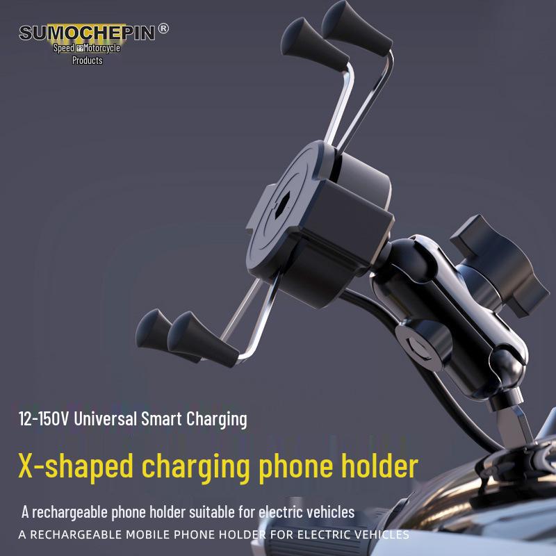 Universal Electric Vehicle Phone Navigation & USB Charging Holder (12-150V) for Motorcycles, Bicycles, and Cars