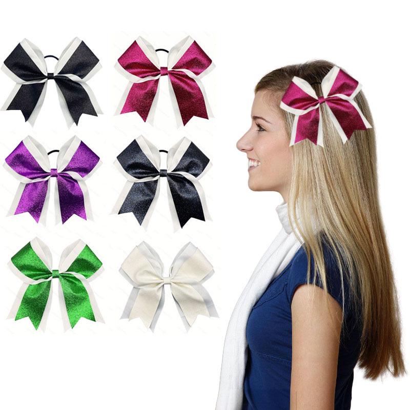 Funkelndes Schleifen-Haargummi mit doppelter Schicht - Cheerleader-Accessoire