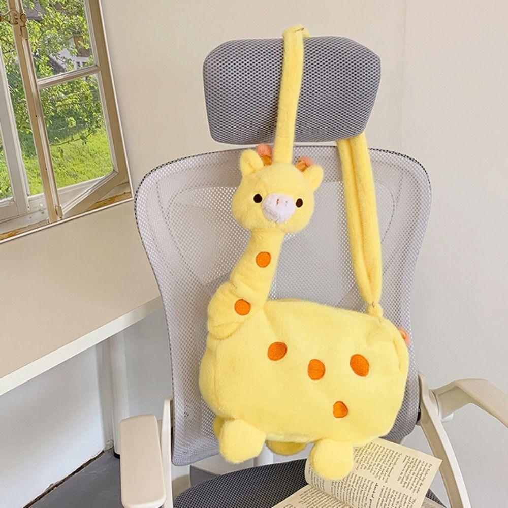 Large Capacity Giraffe Shape Plush Bag Soft Plush Plush Doll Shoulder Bag  Kids